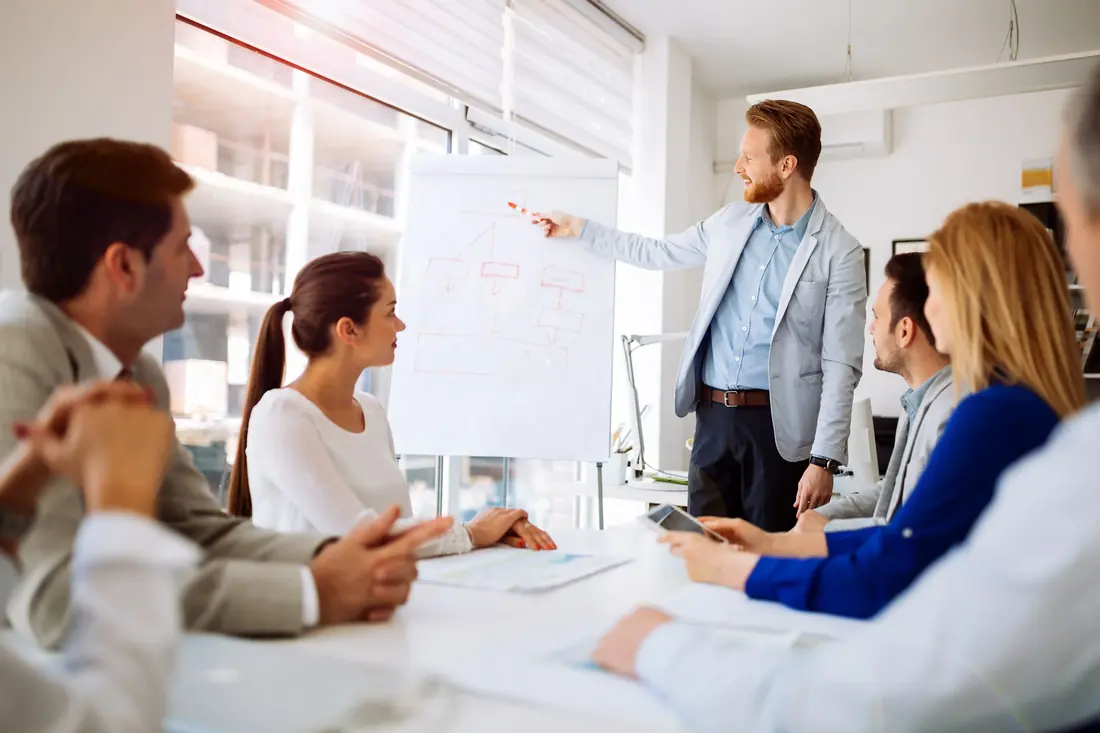 Publishing experts presenting to a team